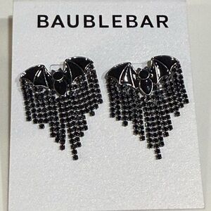 NWT BaubleBar Black Bat Dangle Earrings